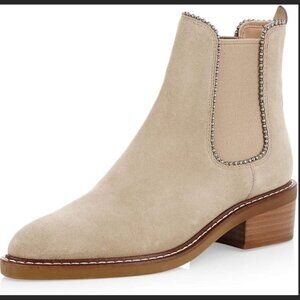 Light Tan Suede Coach Booties, Size 7.5